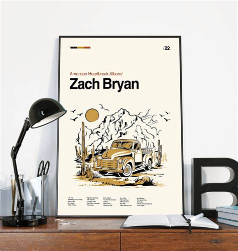Zach bryan american heartbreak album retro music poster – Artofit
