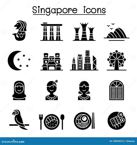 Singapore Icon Set, Thin Line Icon. Singapore Symbols Vector ...