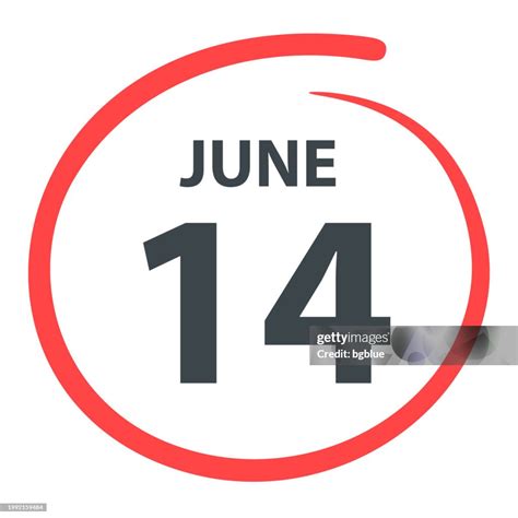 June 14 Date Circled In Red On White Background High-Res Vector Graphic ...
