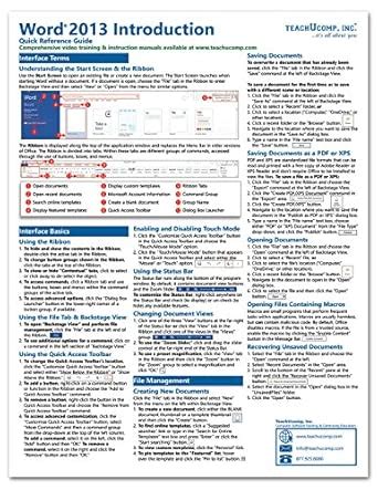 Amazon.in: Buy Microsoft Word 2013 Introduction Quick Reference ...