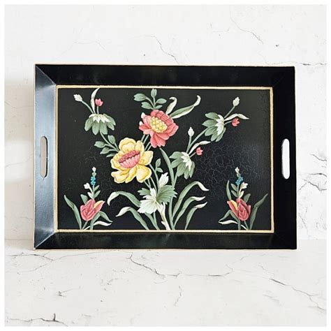 Buy HAND PAINTED - SERVING TRAY RECTANGLE - MIDNIGHT BLACK Online at Rs ...
