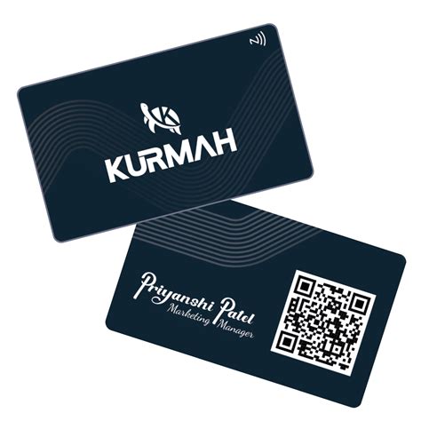 Kurmah NFC Business Card | Turquoise Blue Color with White Lines