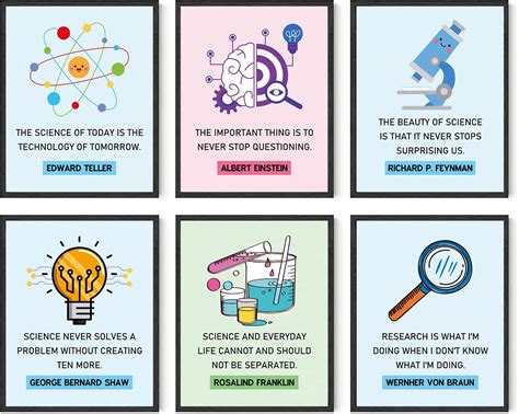 Set of 6 Science Quotes Classroom Posters,Funny Chemical Science Puns ...