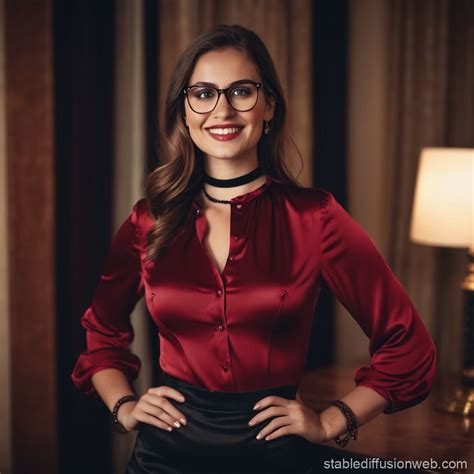 wearing dark red unbuttoned satin blouse Prompts | Stable Diffusion Online