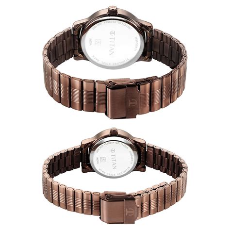 Buy Online Titan Bandhan Quartz Analog with Date Brown Dial Stainless ...