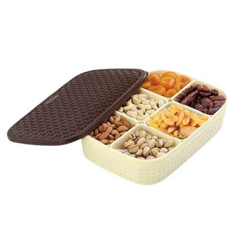 Plastic Dry Fruit Box With 6 Partition