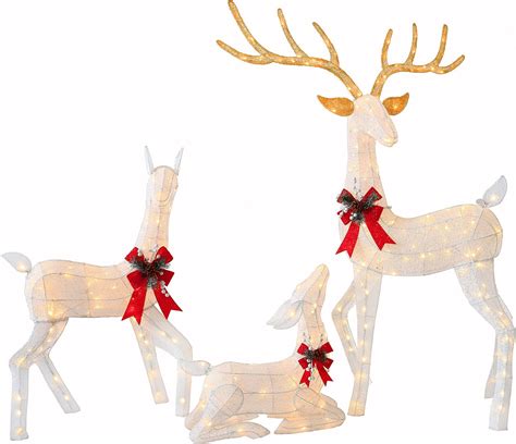 Amazon.com: Hykolity 3-Piece Lighted Christmas Deer Family Set with 270 ...