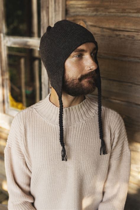 Woolen Cap With Ear Flaps, 100% Alpaca Wool Knitted Men Cap, Winter Hat ...