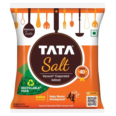 Tata Salt 1 Kg, Free Flowing and Iodised Namak, Vacuum Evaporated, Salt ...