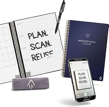 Rocketbook Fusion Smart Reusable Notebook - Calendar, To-Do Lists, and ...