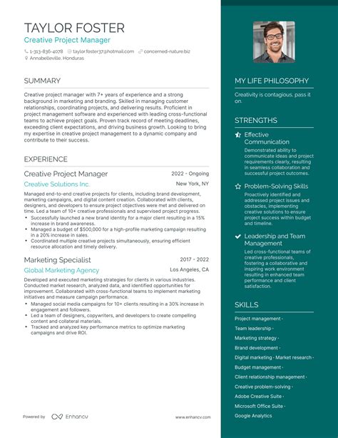 Creative Project Manager Resume Example 34 Project Manager Resume