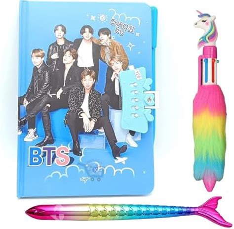 KartsHiTech® COMBO of BTS Secret Lock Diary (A5) 160 pages with Pen ...