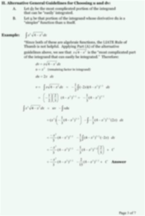 Image result for Integration by Parts Examples