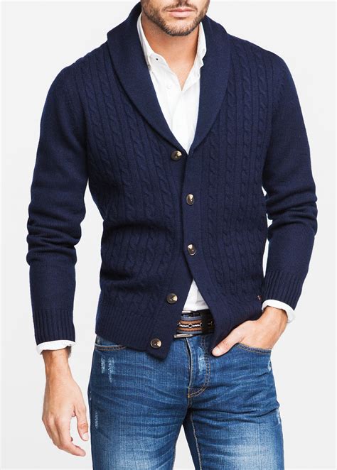 Lyst - Mango Cableknit Wool Cardigan in Blue for Men