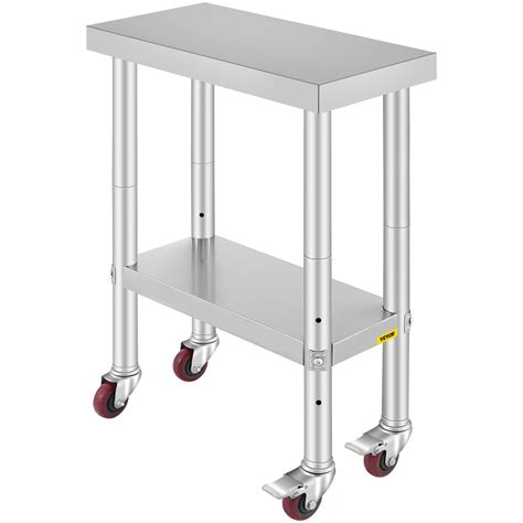 Stainless Steel Work Table with Wheels 24 x 12 x 32 Inch Prep Table ...