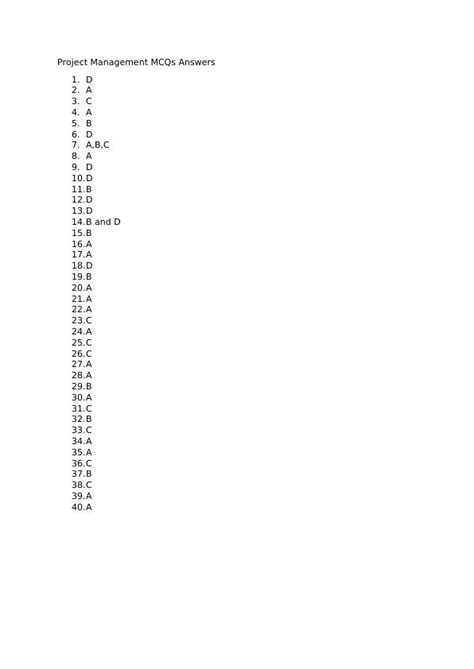 Project Management Test Questions and Answers 的图像结果