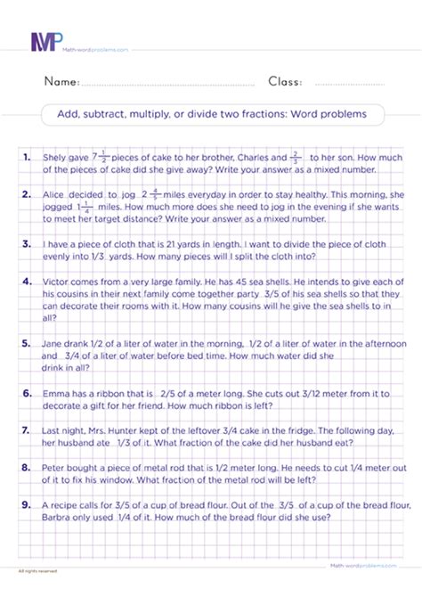 Adding and Subtracting Fraction Word Problems Mixed Practice 的图像结果
