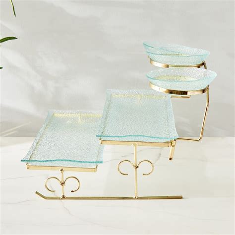Buy Abaco Barney Glass 3-Tier Serving Platter with Metal Stand from ...