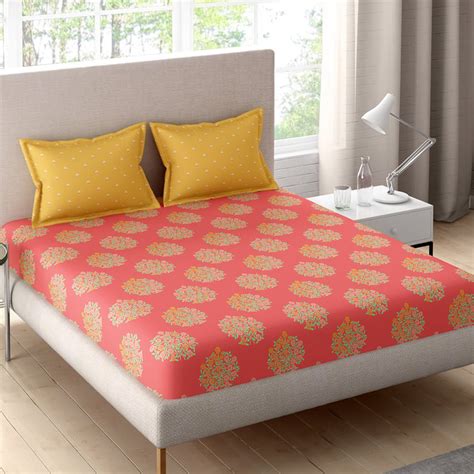 Buy PORTICO Sparkle Cotton 144TC Printed 3Pcs Queen Bedsheet Set from ...