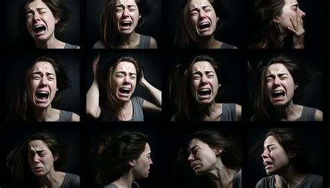 Expressive woman faces portraits of intense emotions in action ...