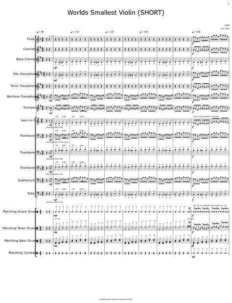 Worlds Smallest Violin (SHORT) - Sheet music for Flute, Clarinet, Bass Clarinet, Alto Saxophone ...
