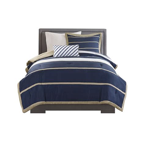 Gracie Mills Eudora 4-Piece Classic Stripes Comforter Set in the ...