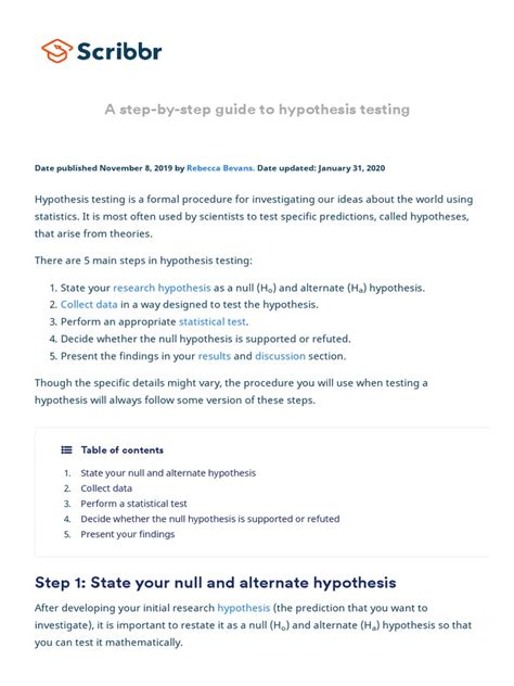 Image result for Hypothesis Testing Example Layout