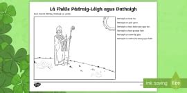 Irish Gaeilge Foclóir Lá Fhéile Pádraig Vocabulary Colouring Worksheet