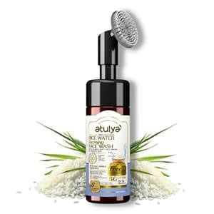 Atulya Rice Water Foaming Face Wash with In-Built Soft Face Brush ...