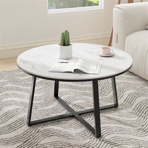 Ebern Designs Fumiki 30" Sintered Marble Stone Top Coffee Table ...