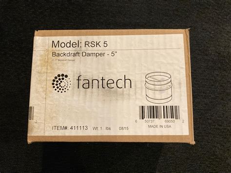 Buy Fantech RSK 5 Duct Backdraft Damper, Galvanized Steel - NEW Online ...
