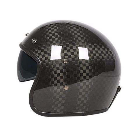 Buy Open Face Motorcycle Helmet 3/4 Retro Carbon Fiber Half Helmet ...
