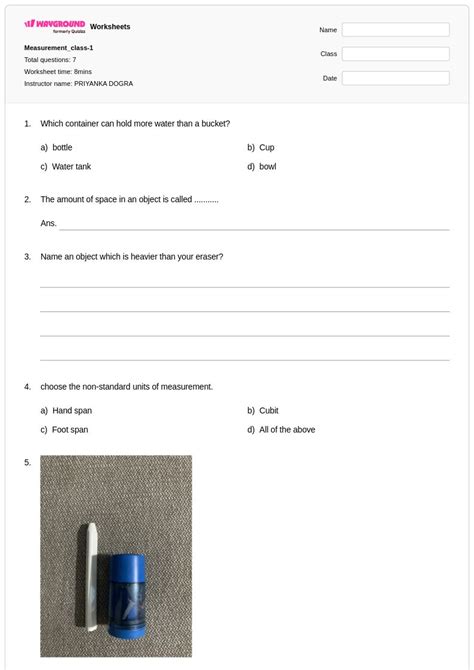 50+ Measurement worksheets for Class 1 on Wayground | Free & Printable