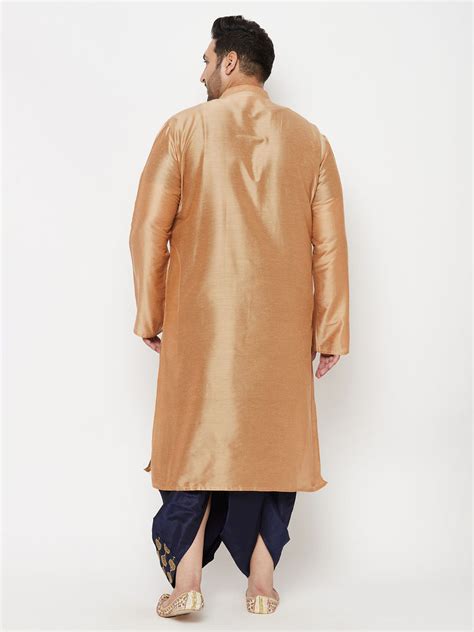 Plus Men's Kurta Pant Silk in Rose Gold & Navy | VASTRAMAY – vastramay