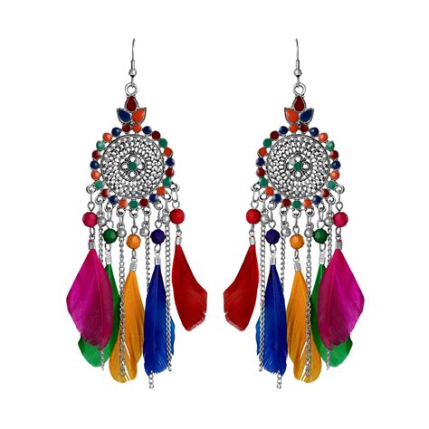 Shining Diva Fashion Latest Stylish Oxidised Feather Earrings for Women ...