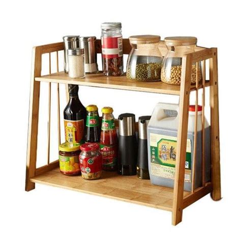Kitchen Wooden Condiment / Spice Rack Two Layers By Miza