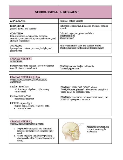 Neurological Assessment Practical Cheat Sheet for Exams - Studocu