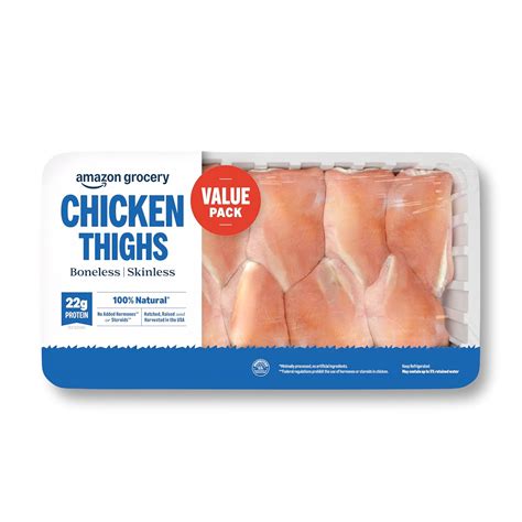 AmazonGrocery Chicken Thighs Value Pack, Boneless Skinless, 100% India ...