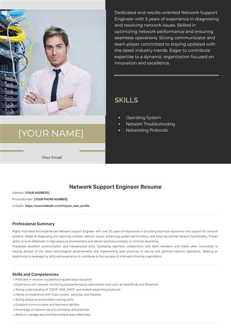 Free Network Support Engineer Resume Template to Edit Online