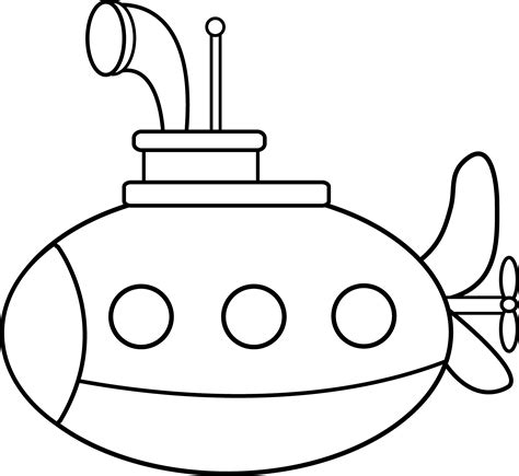 Cute Submarine Coloring Page - Free Clip Art