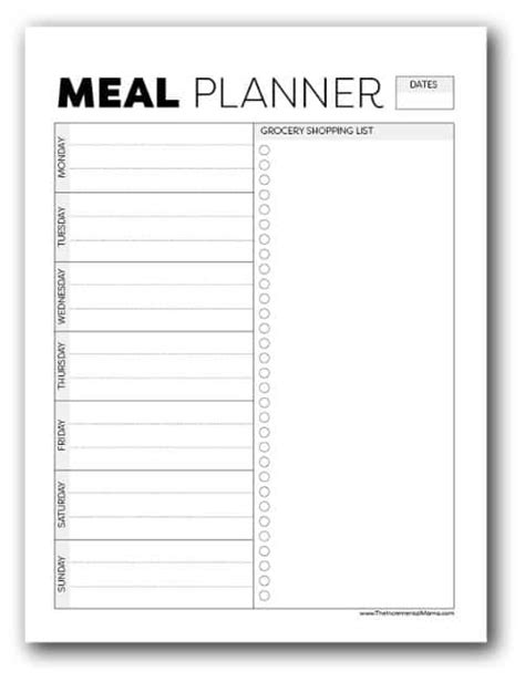 Menu Planner Template 的图像结果