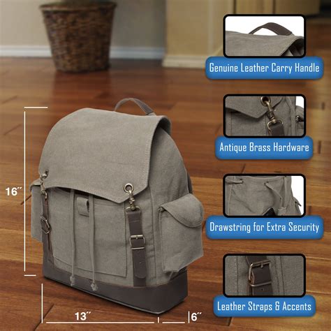 Buy us air force vintage canvas rucksack backpack with leather straps ...