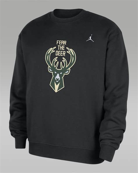 Milwaukee Bucks Statement Essentials Men's Jordan NBA Fleece Crew-Neck ...