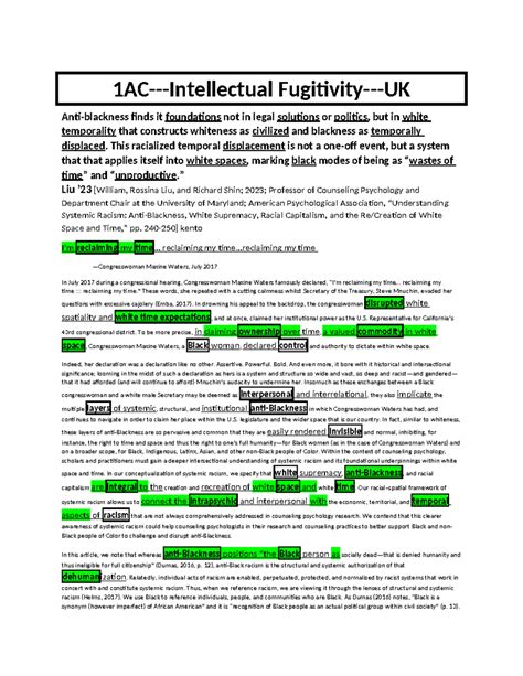 Berkeley Prep RV: Intellectual Fugitivity and Systemic Racism Analysis - Studocu