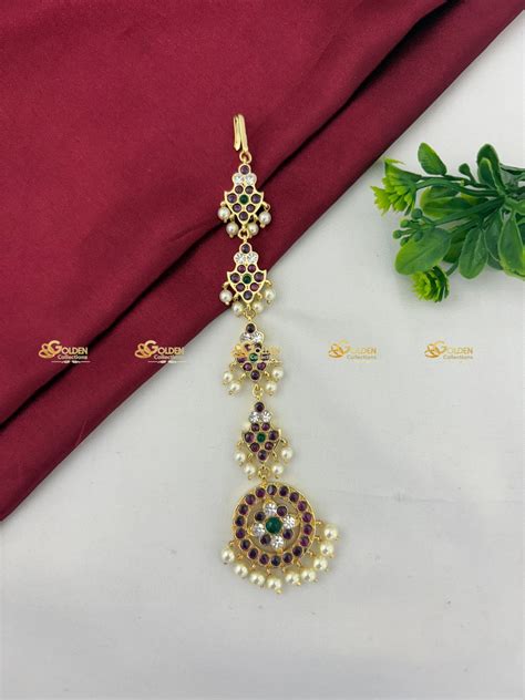 Real Kemp Nethi Chutti Maang Tikka for Bharatanatyam BBM015 | Golden ...