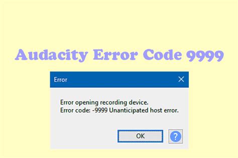Image result for Audacity Error Code 9999