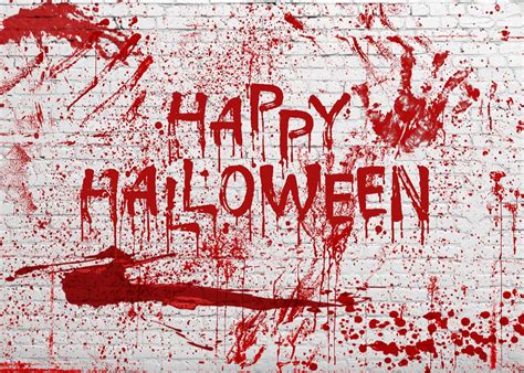 Sensfun Halloween Bloody Brick Wall Backdrop Creepy Scary Blood ...