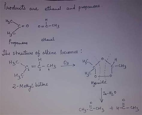 an alkene is subjected to ozonolysis followed by reduction of ozonide ...
