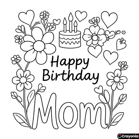 Happy Birthday Mom Coloring Pages - Free Online Coloring Pages