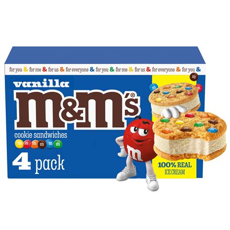 4 Pack de M&MS Vanilla Cookie Ice Cream Sandwiches Peru | Ubuy